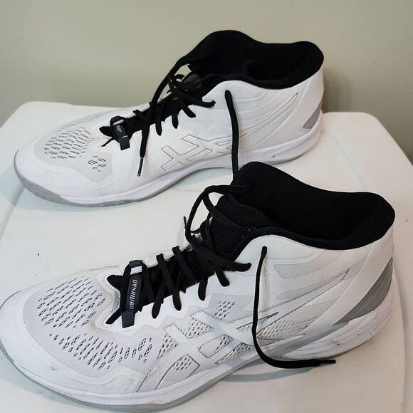 MEN ASICS Shy Elite FF MT White Pure Silver Volleyball Sneakers Size 16 - Picture 4 of 6